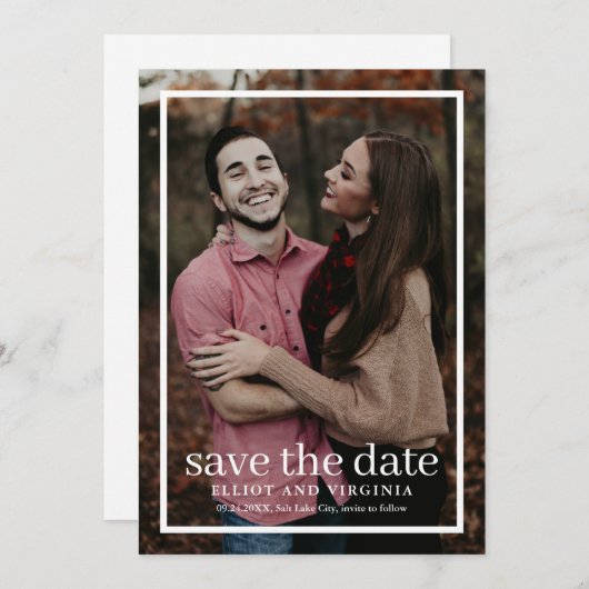 Save The Date Photo Mariage moderne simple (Devant / Derrière)