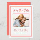 Save The Date Photo Mariage moderne Simple Fiançailles Coral Bla (Devant / Derrière)