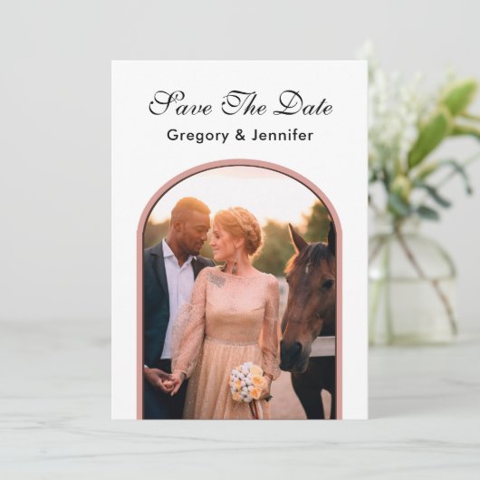 Save The Date Photo Mariage moderne tout simplement élégante (Debout devant)