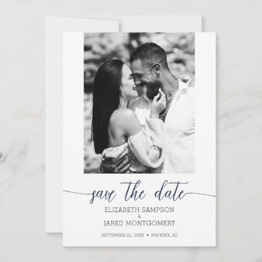 Save The Date Photo Mariage Navy Blue (Devant)