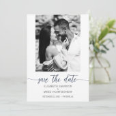 Save The Date Photo Mariage Navy Blue (Debout devant)