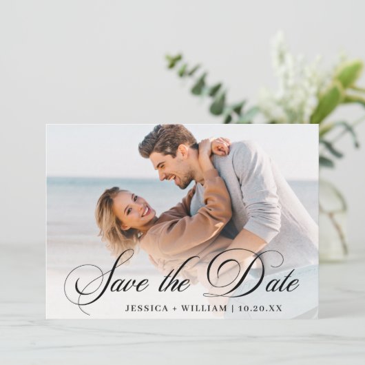 Save The Date PHOTO Mariage Photo Simply Elegant (Debout devant)