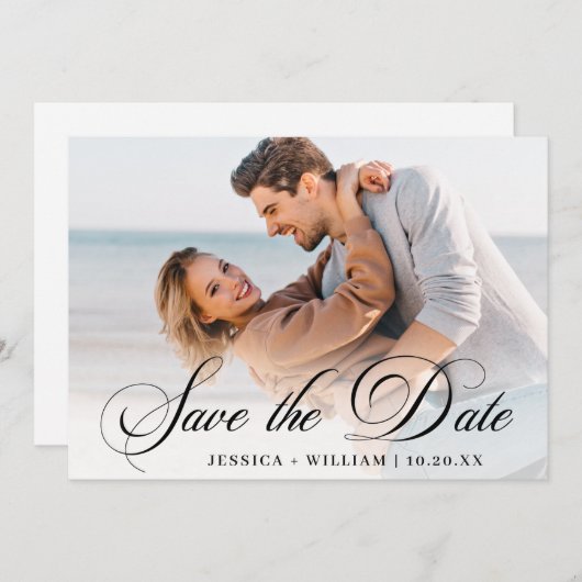 Save The Date PHOTO Mariage Photo Simply Elegant (Devant / Derrière)