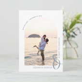 Save The Date Photo Mariage QR Code Dusty Blue (Debout devant)