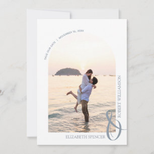 Save The Date Photo Mariage QR Code Dusty Blue