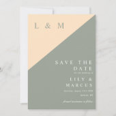 Save The Date Photo Mariage Sage Green Et Cream Monogram (Devant)