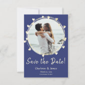Save The Date Photo Mariage Sauvez La Date, Coeurs D'Or (Devant)