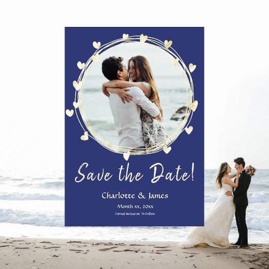 Save The Date Photo Mariage Sauvez La Date, Coeurs D'Or