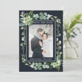 Save The Date Photo Mariage Succulent bleu marine de minuit (Debout devant)