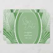 Save The Date Photo Mariage vert tropical Code QR Enregistrer la (Devant / Derrière)