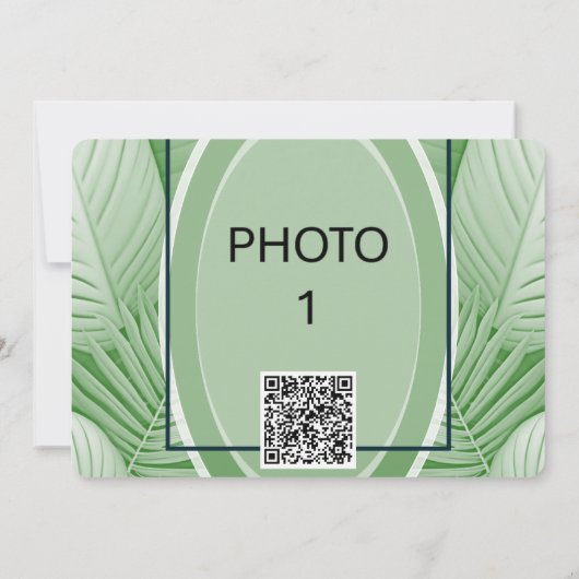 Save The Date Photo Mariage vert tropical Code QR Enregistrer la (Dos)