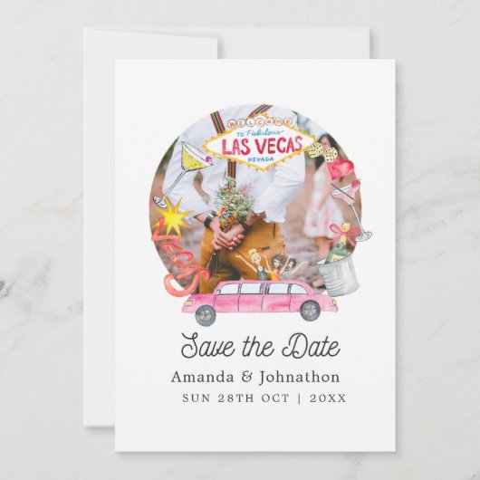 Save The Date Photo Mariage Whimsical Las Vegas (Devant)