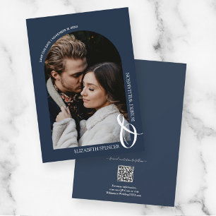 Save The Date Photo Marine Blue QR Code Mariage