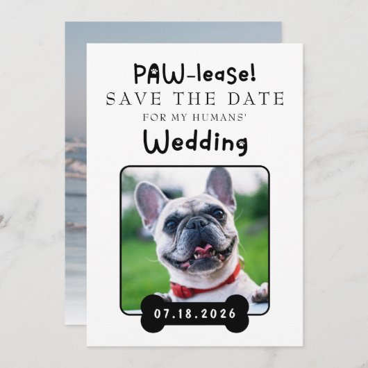 Save The Date Photo Mes Humains Se Marient (Devant / Derrière)