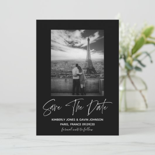 Save The Date Photo minimale Enregistrer la date | Noir et blanc (Debout devant)