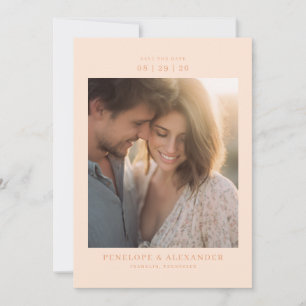 Save The Date Photo Minimaliste aux Teintes de Pêche Chaudes