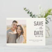 Save The Date Photo Minimaliste Beige Chaud (Debout devant)