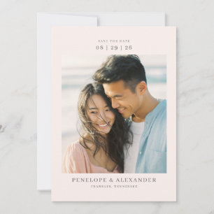 Save The Date Photo minimaliste beige romantique