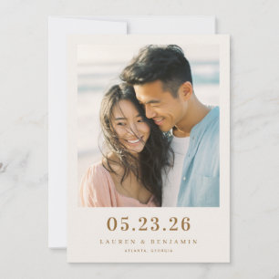 Save The Date Photo Minimaliste Beige Romantique