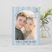 Save The Date Photo Minimaliste Bleu Romantique (Debout devant)