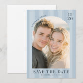 Save The Date Photo Minimaliste Bleu Romantique (Devant / Derrière)