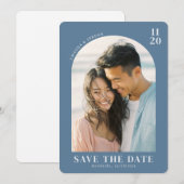 Save The Date Photo Minimaliste Bleu Romantique (Devant / Derrière)
