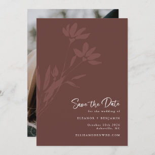 Save The Date Photo minimaliste Botanique en terre cuite Boho