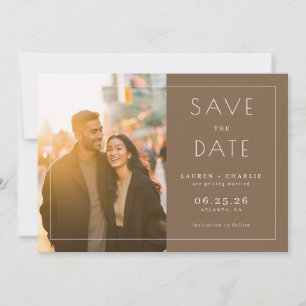 Save The Date Photo Minimaliste Brun Élégant