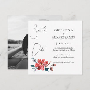 Save The Date Photo minimaliste élégant de fleur aquarelle