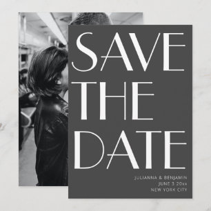 Save The Date Photo minimaliste élégante noir blanc Art déco