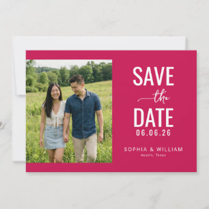 Save The Date Photo minimaliste magenta joyeux