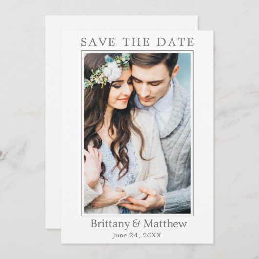 Save The Date Photo minimaliste moderne (Devant / Derrière)