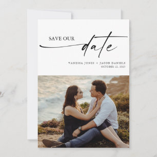 Save The Date Photo minimaliste moderne de script léger Mariage