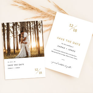 Save The Date Photo minimaliste moderne Gold Boho