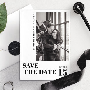 Save The Date Photo minimaliste moderne noir et blanc