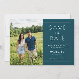 Save The Date Photo Minimaliste Navy Sérène