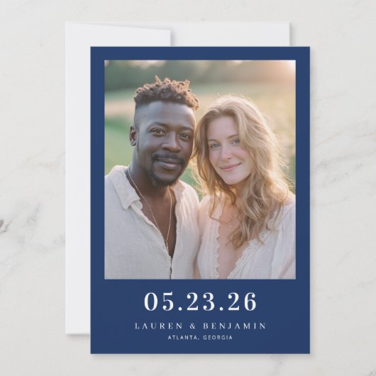 Save The Date Photo Minimaliste Navy Warm (Devant)