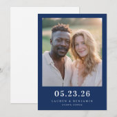 Save The Date Photo Minimaliste Navy Warm (Devant / Derrière)