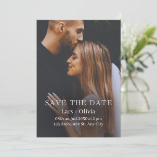 Save The Date Photo minimaliste noir et blanc élégant