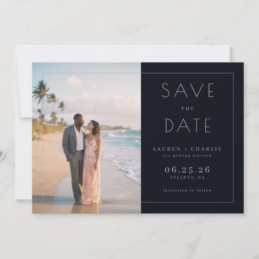 Save The Date Photo minimaliste noir romantique (Devant)