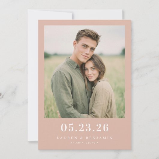Save The Date Photo minimaliste pêche romantique (Devant)