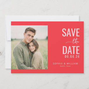 Save The Date Photo minimaliste rouge élégant