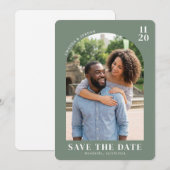 Save The Date Photo Minimaliste Sage Chaud (Devant / Derrière)