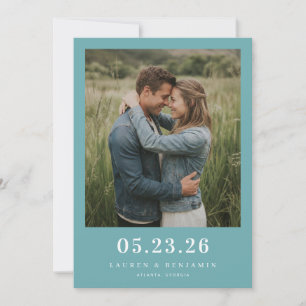 Save The Date Photo minimaliste sarcelle serein