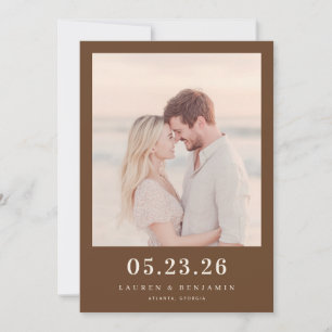 Save The Date Photo Minimaliste Sépia Chaude