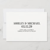 Save The Date Photo minimaliste simple et moderne (Dos)