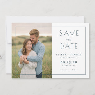 Save The Date Photo Minimaliste Vert Joyeux