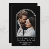 Save The Date Photo moderne Arc noir et blanc Enregistrer la dat (Devant / Derrière)