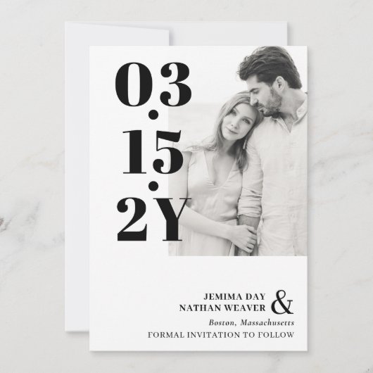 Save The Date Photo moderne Black Bold Typographie (Devant)