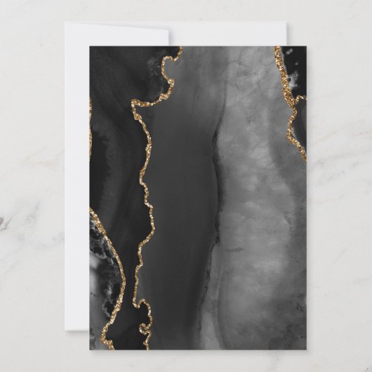 Save The Date Photo moderne Black Gold Agate Enregistrer la cart (Dos)